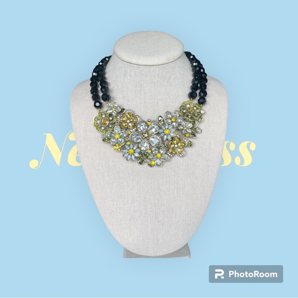 HEIDI DAUS "FLOWER SHOW" 2-STRAND BEADED CRYSTAL STATEMENT NECKLACE- NEW